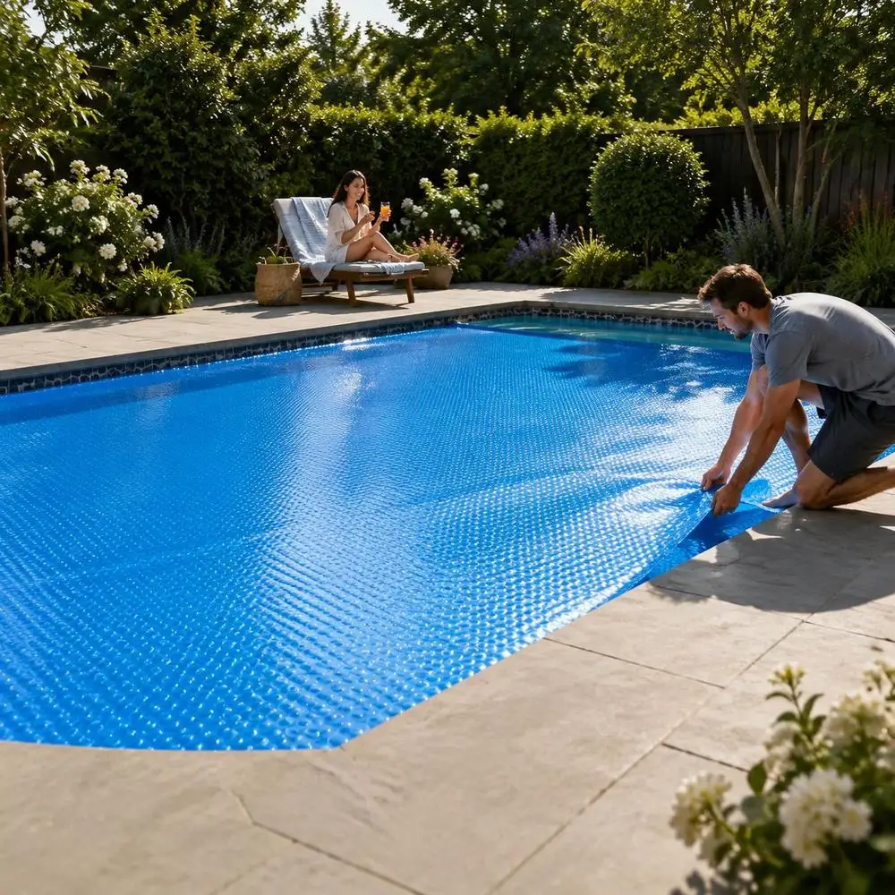 Couverture solaire pour piscine, couverture thermique rectangulaire pour piscines, 12 x 6 m, film solaire pour piscines hors sol, couvertures solaires de 12 m, couverture pour piscine, bleu.