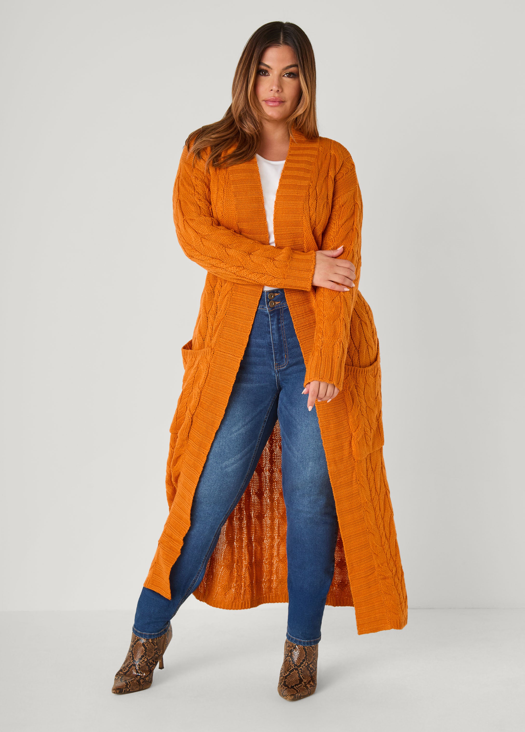 Plus Size Cable Knit Duster