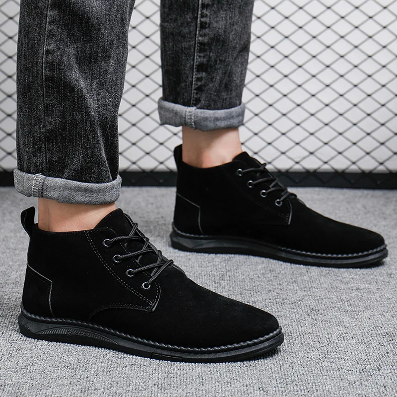 Chaussures pour hommes 2025 nouveau automne chaussures hautes chaussures pour hommes chaussures décontractées pour hommes britanniques chaussures en cuir version coréenne chaussures pour hommes