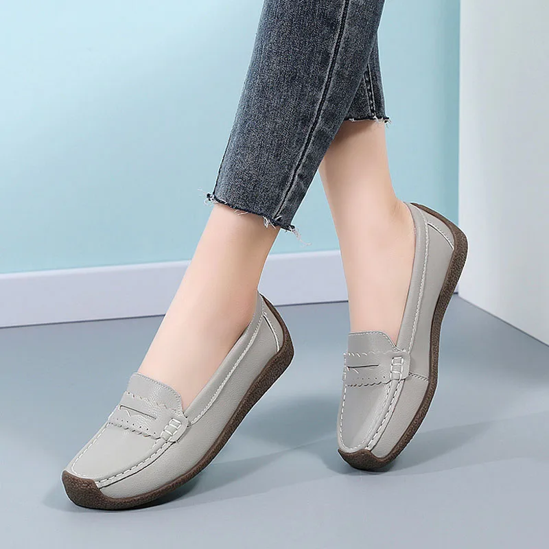 Chaussures pour femmes, chaussures en cuir souple, mocassins plats, chaussures décontractées pour femmes, chaussures plates pour femmes, chaussures pour femmes, grande taille 43 44 WSH5121