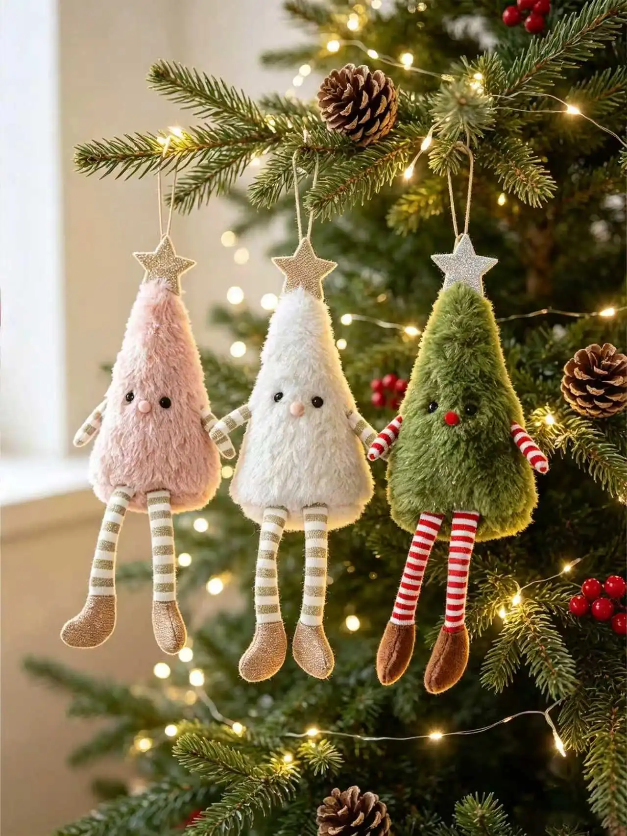 Décorations de Noël originales, adorables décorations de Noël en peluche, décorations à suspendre sur le sapin de Noël avec de longues jambes, décorations pour fêtes à la maison, décorations de poupées pour sapin de Noël, décorations de poupées de...