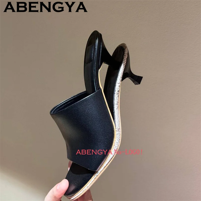 Seltsame doppelschichtige seltsame High Heels Hausschuhe Frau 2025, Fashion Week Maultiere Hausschuhe Pumps Frauen Sommer Sexy Schuhe Mujer