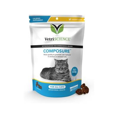 VetriScience Composure Chicken Liver Flavored Soft Chews Calming Supplement for Cats, 30 count