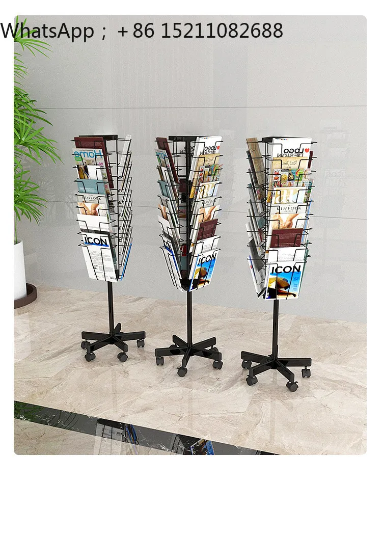 Porte-journaux rotatif SCY à 27 compartiments, support de rangement pour magazines, porte-journaux mobile sur pied