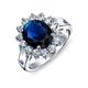 Personalize Classic Traditional 5CTW Royal Blue CZ Crown Halo Oval Cubic Zirconia Simulated Sapphire Engagement For Women Promise Ring .925 Sterling Silver Customizable
