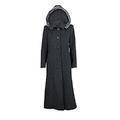 Womens Wool & Cashmere Faux Fur Trim Hooded Long Winter Coat (18, Charcoal Grey)
