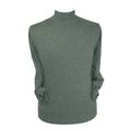 Mens Pure Cashmere Polo Neck Sweater, Grey, L