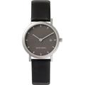 Danish Designs Women's Quartz Watch with Grey Dial Analogue Display and Black Leather Strap DZ120008
