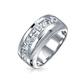 Unisex Clear Channel Set Cubic Zirconia AAA CZ Princess Invisible Cut Wedding Band For Men Women .925 Sterling Silver 9MM Band Ring