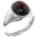 Solid Sterling Silver Ring, Natural Cabochon Garnet Mens Signet Ring - Size U