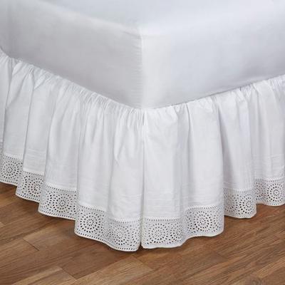 Cutwork Gathered Bedskirt White, Full / Double, White