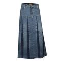 Clove Long A Line Pleated Denim Full Skirt (14)