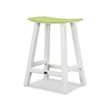 POLYWOOD® Contempo 24" Saddle Outdoor Counter Stool Plastic in Green/White | 24.75 H x 19 W x 14 D in | Wayfair 2011-FWHLI