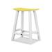 POLYWOOD® Contempo 24" Saddle Outdoor Counter Stool Plastic in White/Yellow | 24.75 H x 19 W x 14 D in | Wayfair 2011-FWHLE