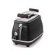 De'Longhi Toaster Icona Vintage CTOV2103.BK - 2-Schlitz-Toaster mit Brötchenaufsatz, Edelstahl in elegantem Retro Look mit Chrom-Details, schwarz