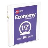 "Avery Economy Vinyl Round Ring View Binder, 1/2 Capacity, White, AVE05706 | by CleanltSupply.com"