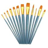 Royal & Langnickel - 12pc Zip N Close Assorted Short Handle Artist Paint Brush Set - Gold Taklon 1