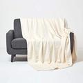 HOMESCAPES - 100% Organic Cotton Waffle Blanket - Natural - Single Bed Size 178 x 228 cm - Super Soft Combed Cotton Blanket Throw