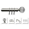 Speedy Pristine 25 - 28mm Crystal Extendable Metal Curtain Pole Set, Satin Silver, 170 - 300 Cm