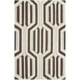 White 36 x 0.25 in Area Rug - George Oliver Petya Geometric Hand-Woven Flatweave Wool/Cream/Beige/Brown Area Rug | 36 W x 0.25 D in | Wayfair