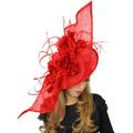 Womens Occasion 34 Inch Elisaveta Ascot Fascinator Hat with Headband - Red