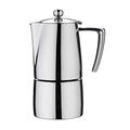 Café Stal DEC-04M Art Deco 18/10 Stainless Steel Espresso Coffee Maker with Cool Touch Hollow Handles, Mirror, 4-Cup, High Gloss Polish