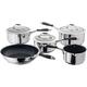 Stellar James Martin JMC1 Set of 5 Stainless Steel Pans, 20cm, 18cm, 16cm Saucepans with Lids, 14cm Milk Pan, 24cm Non-Stick Frying Pan, Induction Ready, Oven Safe, Dishwasher Safe