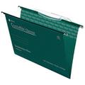 Rexel Foolscap Suspension Files with Crystal Link Tabs, 30 mm base, 100 Percent, Recycled Manilla, Green, Crystalfile Classic, Pack of 50, 3000032
