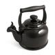 Le Creuset Traditional Stove-Top Kettle with Whistle, Suitable for All Hob Types Including Induction, Enamelled Steel, Capacity: 2.1 L, Black Onyx, 92000800140000