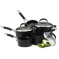 Circulon Premier Professional Induction Hob Pan Set of 5 - Non Stick Pots and Pans Set with Glass Lids & Soft Grip Handles, Dishwasher Safe Saucepan Set, Black