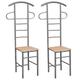 vidaXL Set of 2 Gentleman's Valet Chairs | Metal Frame, Engineered Wood Seat | Light Brown and Silver Grey | Bedroom Furniture