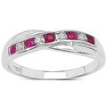 The Ruby Ring Collection: Ruby & Diamond Channel Set Crossover Eternity Ring in Sterling Silver (Size U)
