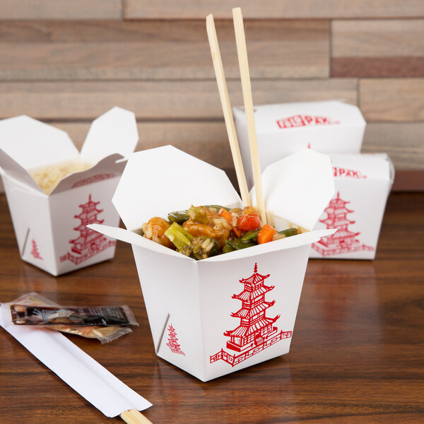 Fold-Pak 16MWPAGODM 16 oz. Pagoda Chinese / Asian Microwavable Paper Take-Out Container - 450/Case