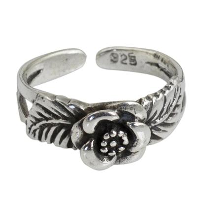 'Chiang Mai Rose' - Handcrafted Floral Sterling Silver Toe Ring from Thail