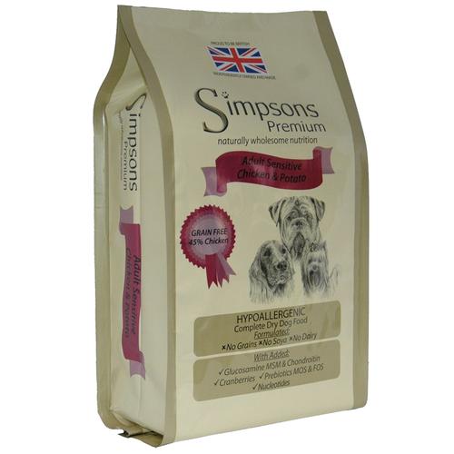 12kg Adult Sensitive Huhn Simpsons Premium getreidefreies Hundefutter trocken