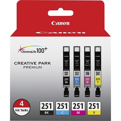 Canon 251 Photo Ink Tanks (4-Pack) - Photo Black/Cyan/Magenta/Yellow - 6513B004