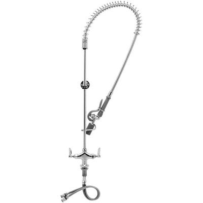 T&S B-0113-V-BC EasyInstall Deck Mounted 46" High Pre-Rinse Faucet with Flex Inlets, Low Flow Spray Valve, 44" Hose, Vacuum Breaker, and 6" Wall Bracket