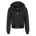 SS7 Clothing Ladies Hooded PU Padded Jacket 8-16 (12) Black