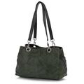 LiaTalia - Lush Italian Suede Womens Twin Handle Multi Zip Pockets Small Shoulder Bag - HOLLY (Medium Olive)