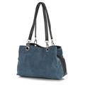 LiaTalia - Lush Italian Suede Womens Twin Handle Multi Zip Pockets Small Shoulder Bag - HOLLY (Teal)