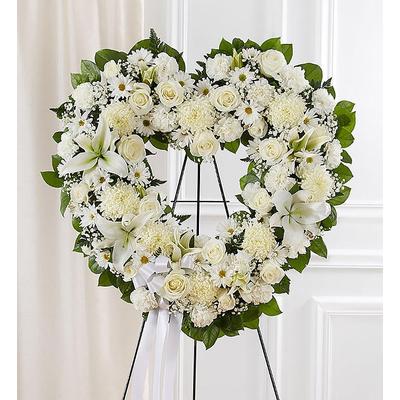1-800-Flowers Flower Delivery Always Remember Floral Heart Tribute - White | Happiness Delivered To Their Door