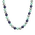 Bling Jewelry Large Hand Knotted Multi Color Blue Grey Shades Shell Imitation Pearl 14MM Strand Necklace For Women Silver Plated 18 In