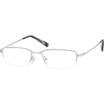 Zenni Men's Lightweight Rectangle Prescription Glasses Half-Rim Silver Flex Titanium Frame