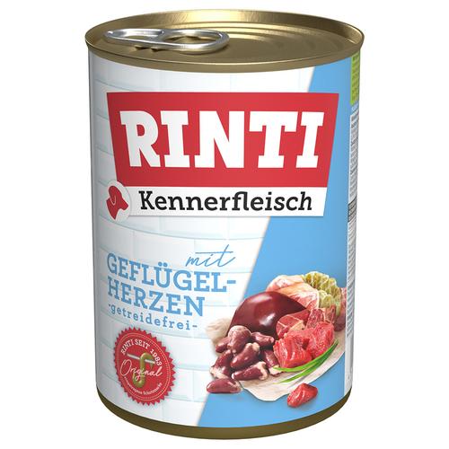 12x400g Kennerfleisch Geflügelherzen RINTI Hundefutter nass