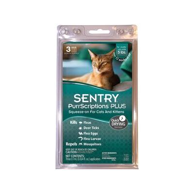 Sentry PurrScriptions Flea & Tick Spot Treatment for Cats, under 5 lbs, 3 Doses (3-mos. supply)