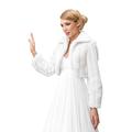 Wedding mink faux fur bridal jacket shrug collar cape long sleeve bolero full lined B20 (S, White)