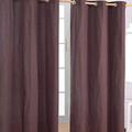 HOMESCAPES Chocolate Brown Eyelet Curtain Pair 137cm (54") Wide x 228cm (90") Drop Plain Heavy Unlined Curtains