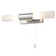 LITECRAFT Elena 2 Way Glass Modern Bathroom IP44 Rated Wall Light with Pull Cord Switch