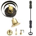 House of Brass Traditional Butlers Bell on Dark Oak Finished Round Plinth & Black Iron Pull With Nylon Cord