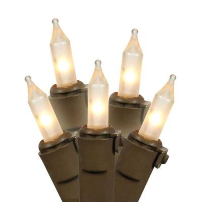 Vickerman 17813 - 100 Light 33' Brown Wire Frosted White Miniature Christmas Light String Set with 4